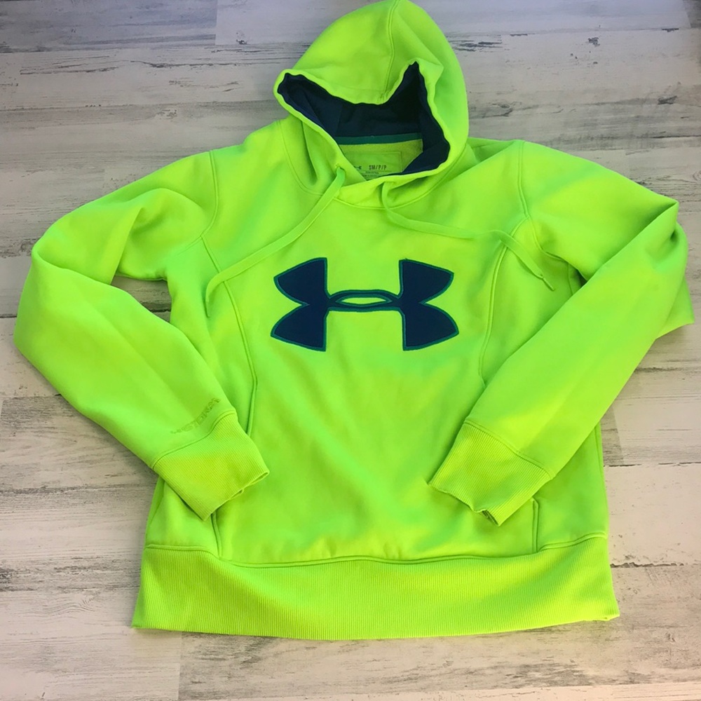 Under Armour hoodie neon green royal blue size S